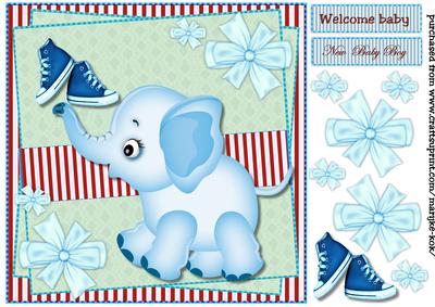 Welcome Baby Boy Cute Elephant
