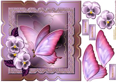 Scallop Topper Butterflies and Pansies