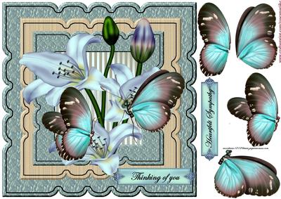 Scallop Topper Sympathy Butterflies & Lilies