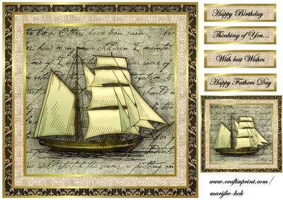 Male Card Vintage Sailship