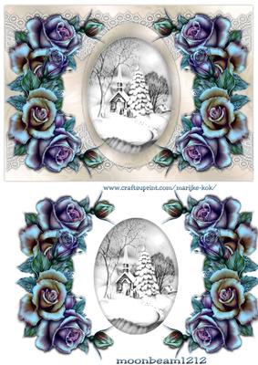 Elegant Winterroses & Lace Winter Snowscene