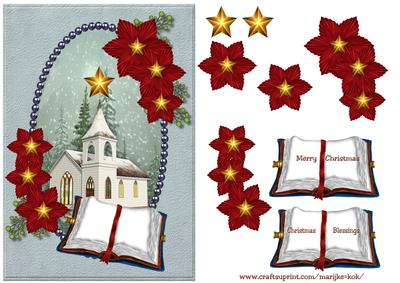 Christmas Church & Poinsettias