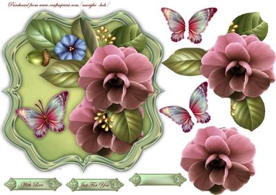 Scallop Topper Camelias & Butterflies