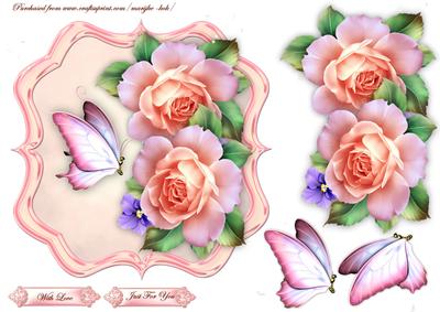 Scallop Topper Spring Roses & Butterflies