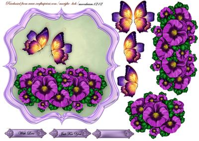 Scallop Topper Pansys and Butterflies