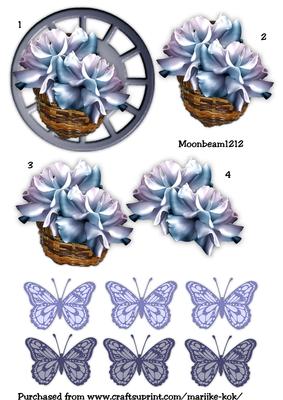 Step by Step Bleu Roses and Butterflies