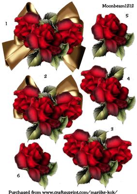 Step by Step Red Roses on Golden Satin Bow