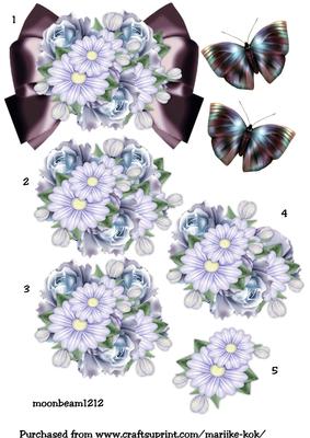 Step by Step Flowers on Satin Purple Bow