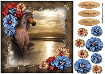 Beautiful Horse and Autumn Flowers