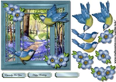 Window Bleu Bell Woods & Birds