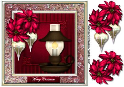 Christmas Candle, Baubles & Poinsettias