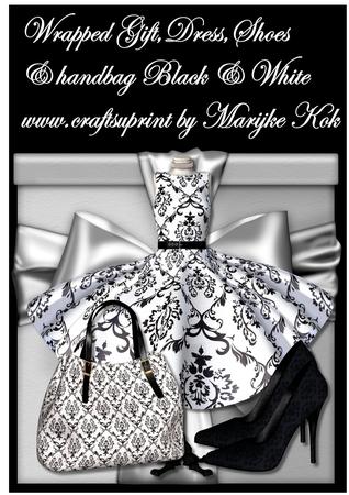 Wrapped Gift Shoes, Dress & Handbag Black & White
