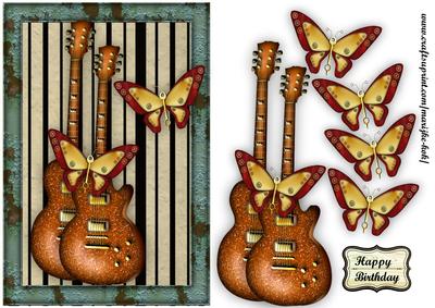 Male Card Music & Steampunk Butterflies