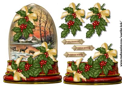 Christmas Globe Vintage Holly