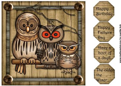 Male Card Topper Wise Owls
