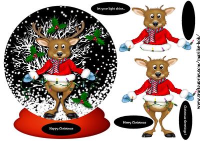 Snow Globe Let Your Light Shine Reindeer