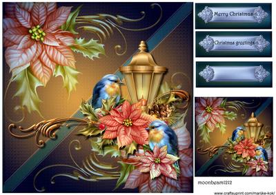 Classic Christmas Lantern & Birds Topper & Tags