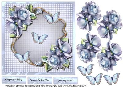 Porcelain Roses & Butterflies