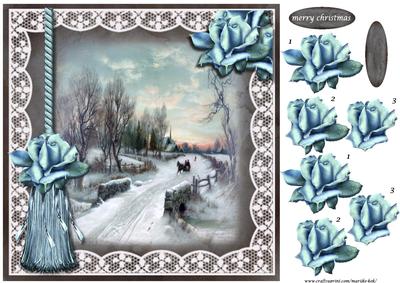 Vintage Snowscene & Ice Roses