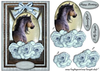 Beautiful Horse & Vintage Roses