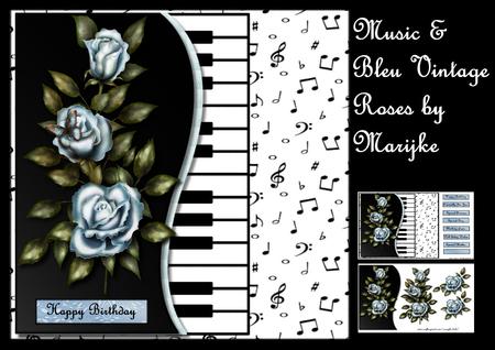 Music & Bleu Vintage Roses Mini Kit