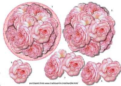 Round Topper Pink Roses