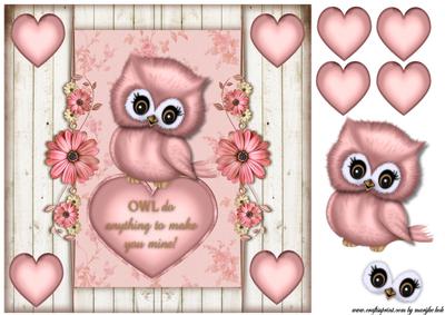 Valentine Owl & Hearts