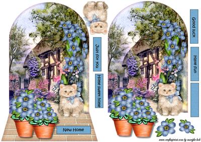 New Home Kitten, Flowerpots and Cottage