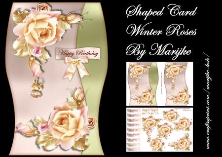 Shaped Card Winter Roses