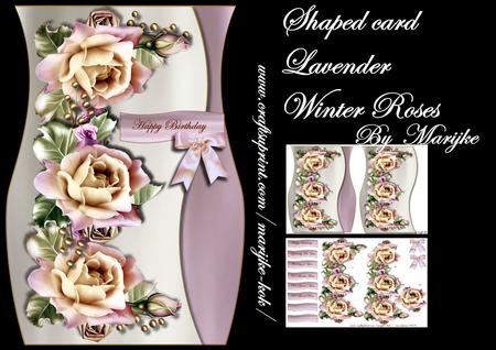 Shaped Card Lavender Winter Roses