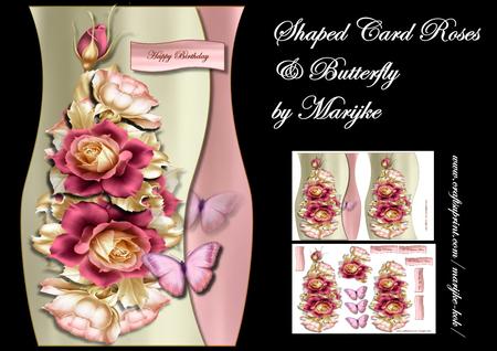 Shaped Card Roses & Butterfy