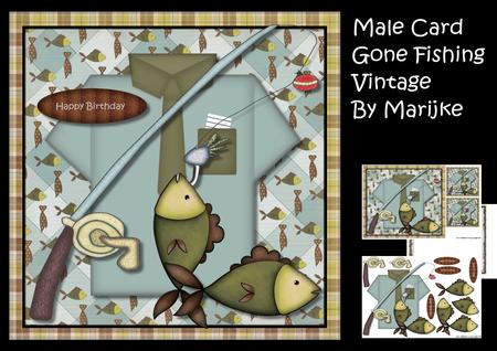 Male Card Gone Fishing Vintage Mini Kit