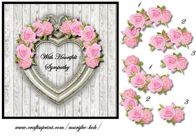 Sympathy Heart & Roses Vintage