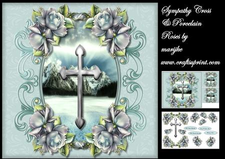Sympathy Silver Cross & Porcelain Roses Mini Kit