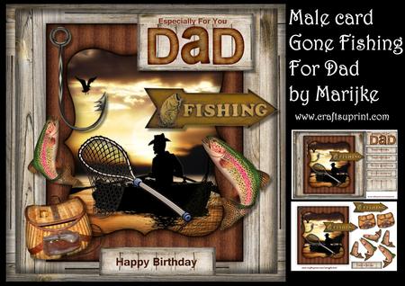 Male Card Gone Fishing for Dad Mini Kit