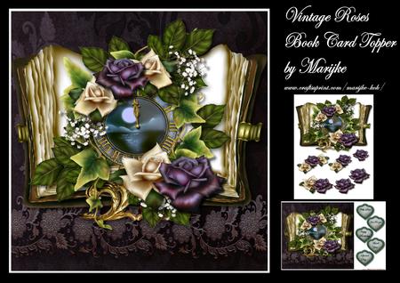 Vintage Roses Book Card Topper Mini Kit