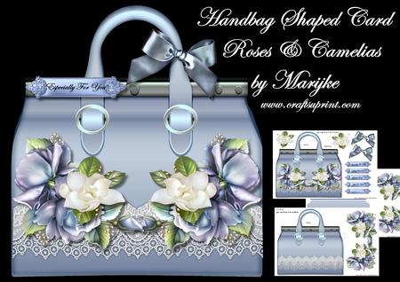 Handbag Shaped Card Roses & Camelias Mini Kit
