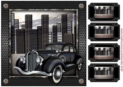 Male Card Topper Vintage Car