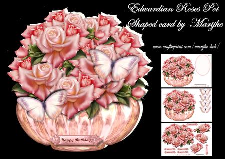Edwardian Roses Pot Shaped Card Mini Kit
