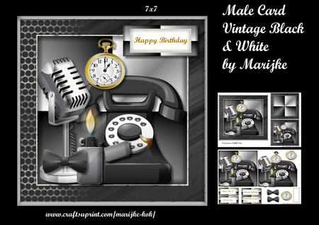 Male Card Vintage Black & White Mini Kit