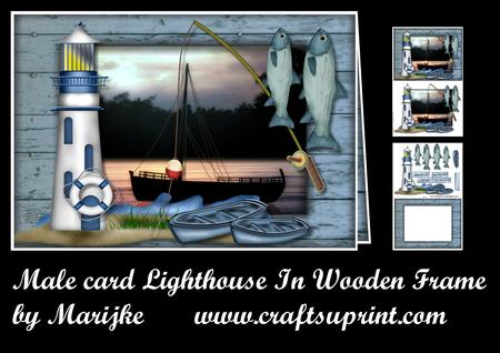 Male Card Lighthouse in Wooden Frame Mini Kit