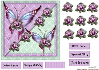 Butterflies & Roses Quick Card