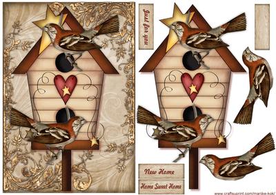 Vintage Birds New Home Quick Card