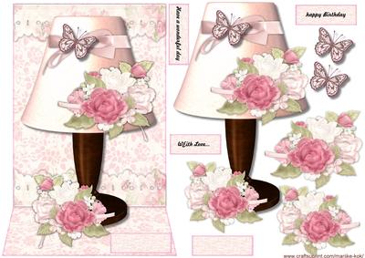Romantic Lamp & Roses Quick Card