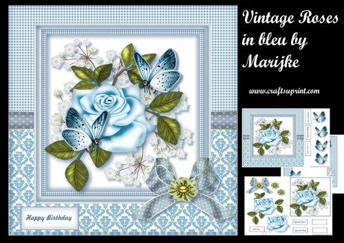 Vintage Roses In Bleu Mini Kit
