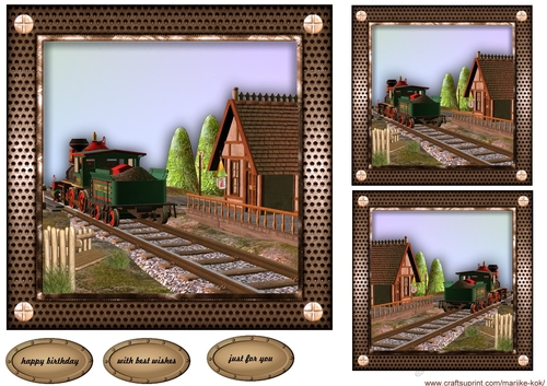 Male card Train Topper & Tags