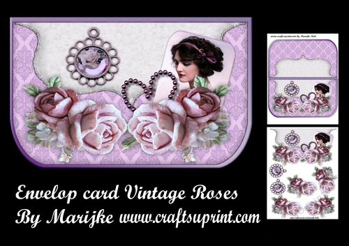 Envelop Card Vintage Roses Mini Kit