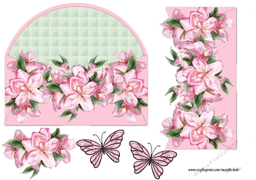 Envlop Card pink orchids 2