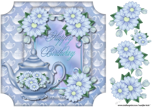 Teapot Flowers happy Birthday
