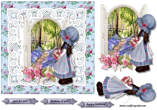 Bonnet girl in the garden